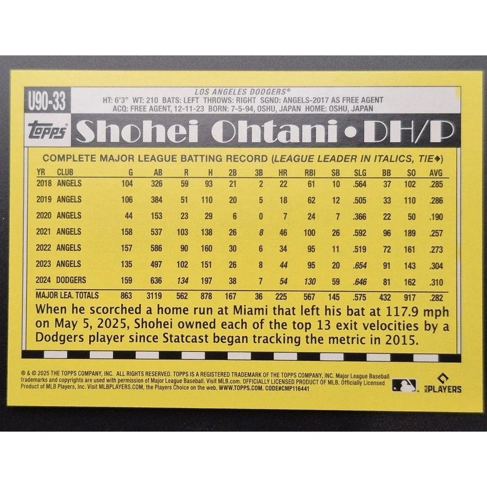 2025 Topps Update Series Shohei Ohtani #U90-33 1990 Rainbow Foil Dodgers - Picture 8 of 12